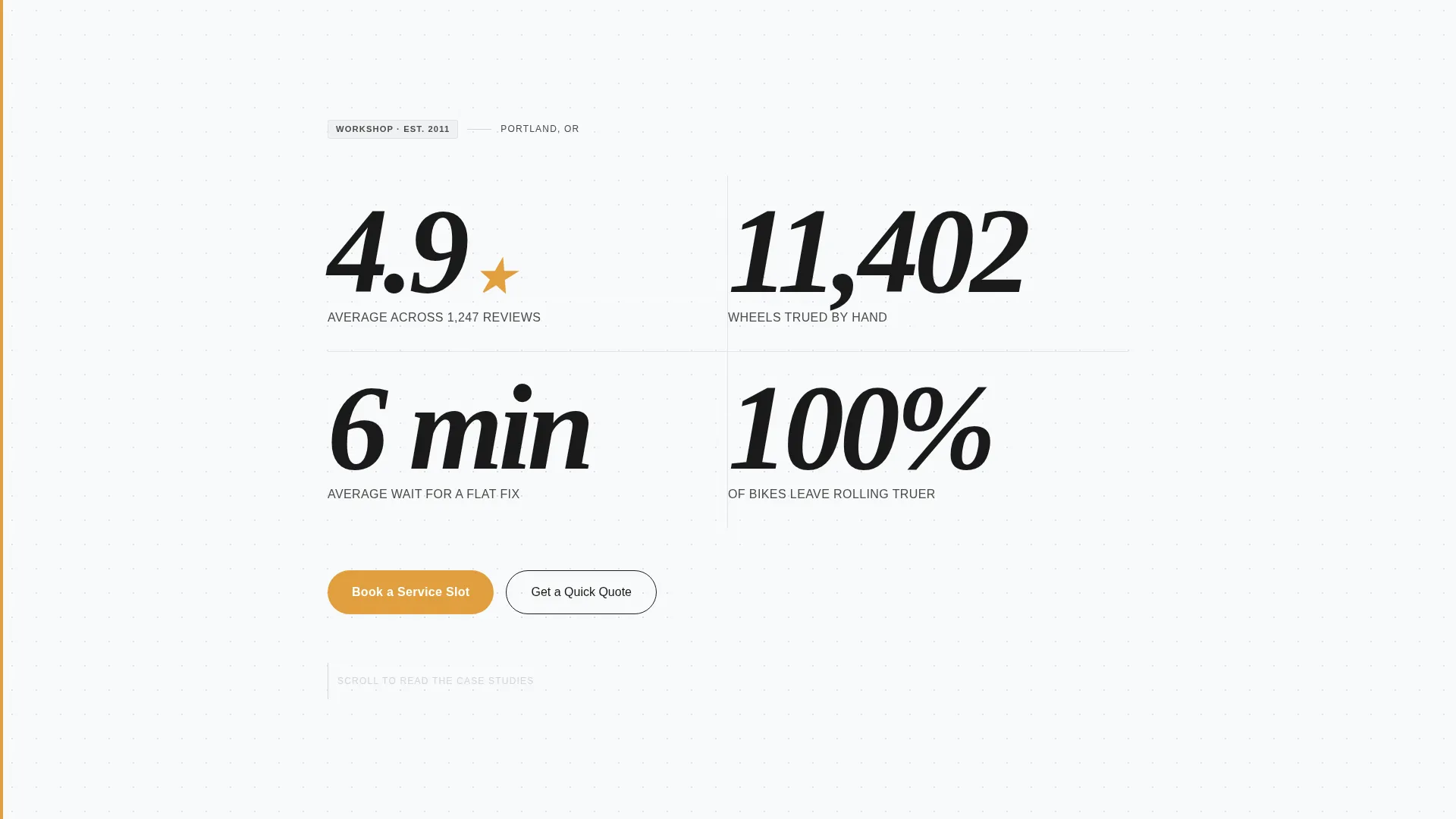 Bicycle Mechanic Review & Booking Landing Page