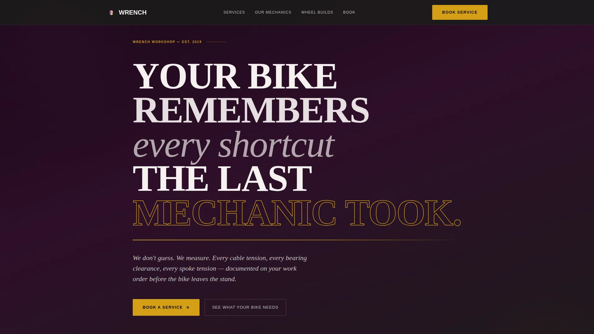 Precision Bicycle Mechanic Landing Page Template