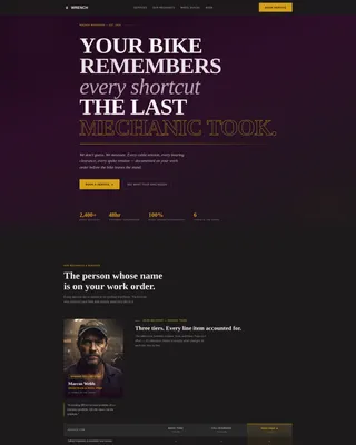 Precision Bicycle Mechanic Landing Page Template