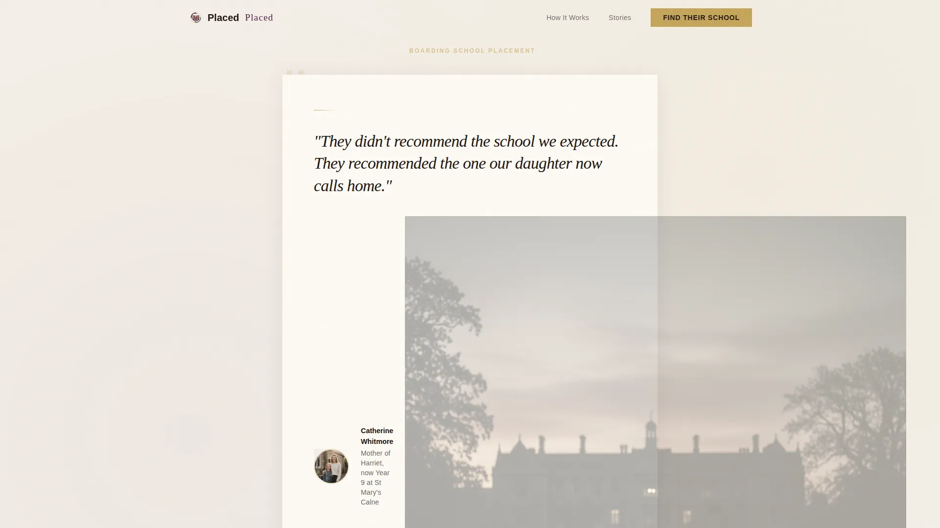 Boarding School Placement Consultancy Landing Page