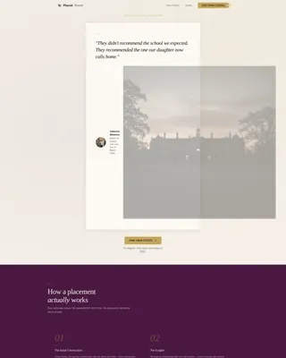 Boarding School Placement Consultancy Landing Page