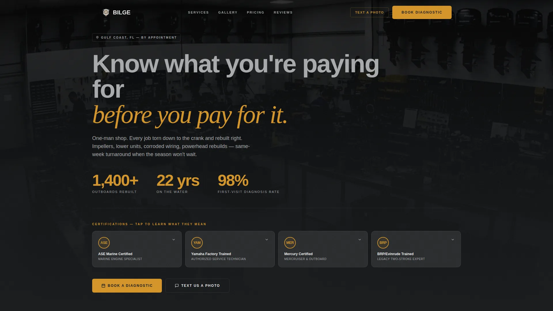 Marine Mechanic Comparison Table Landing Page