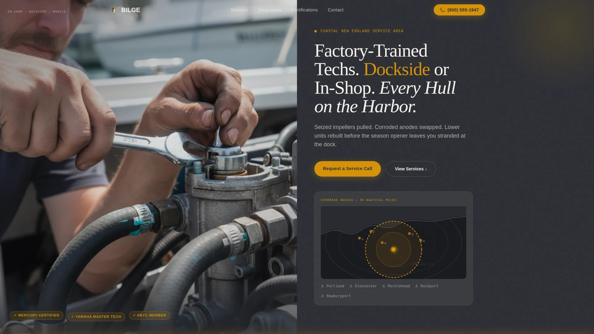 Boat Mechanic (Marine) Business Professional Website Template