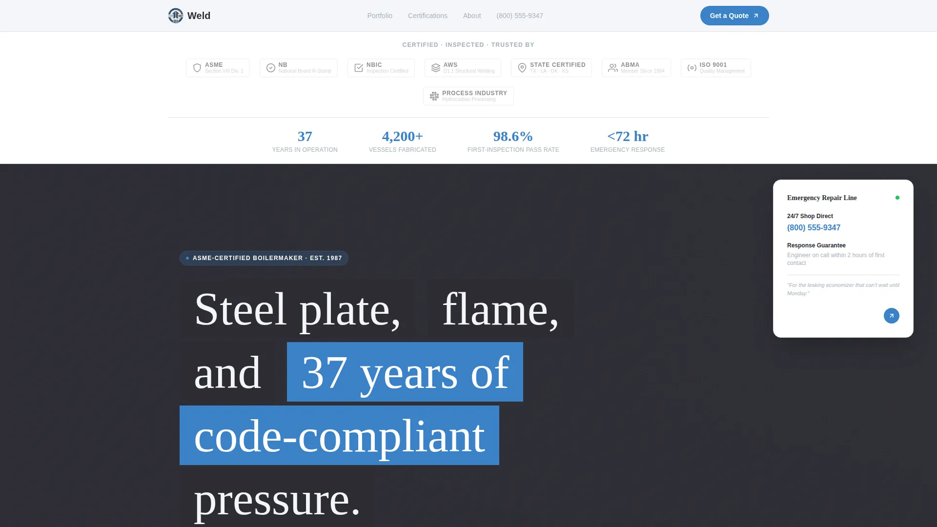 Boilermaker Quote Request Landing Page Template