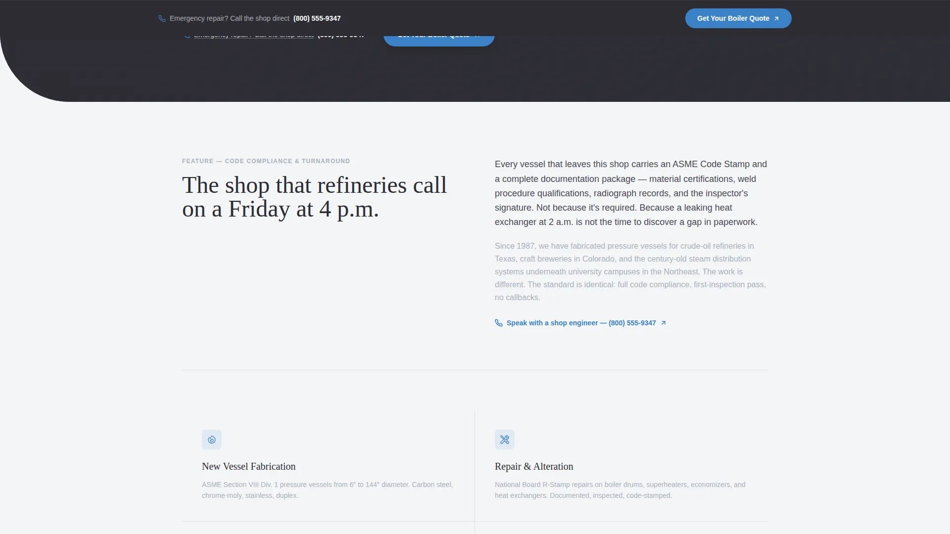Boilermaker Quote Request Landing Page Template