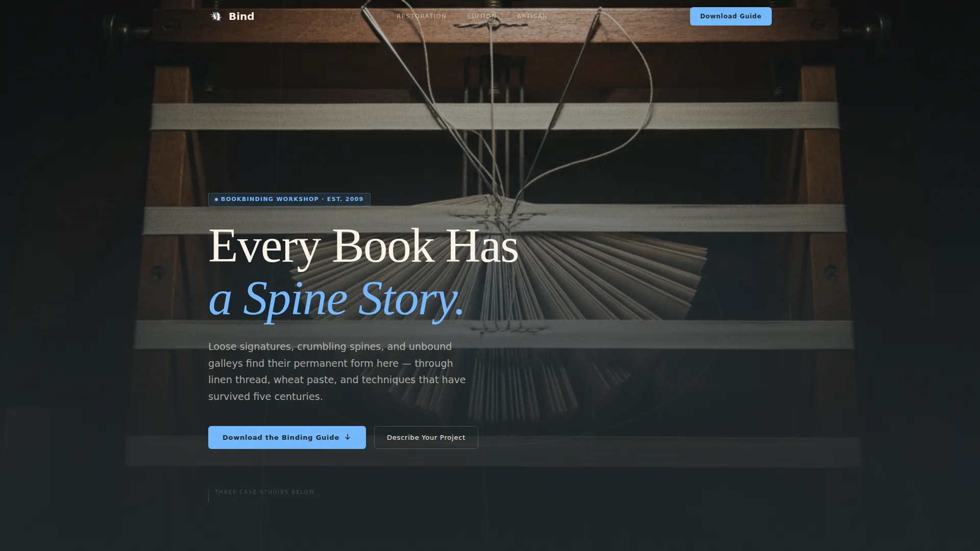 Bookbinder Service Landing Page Template