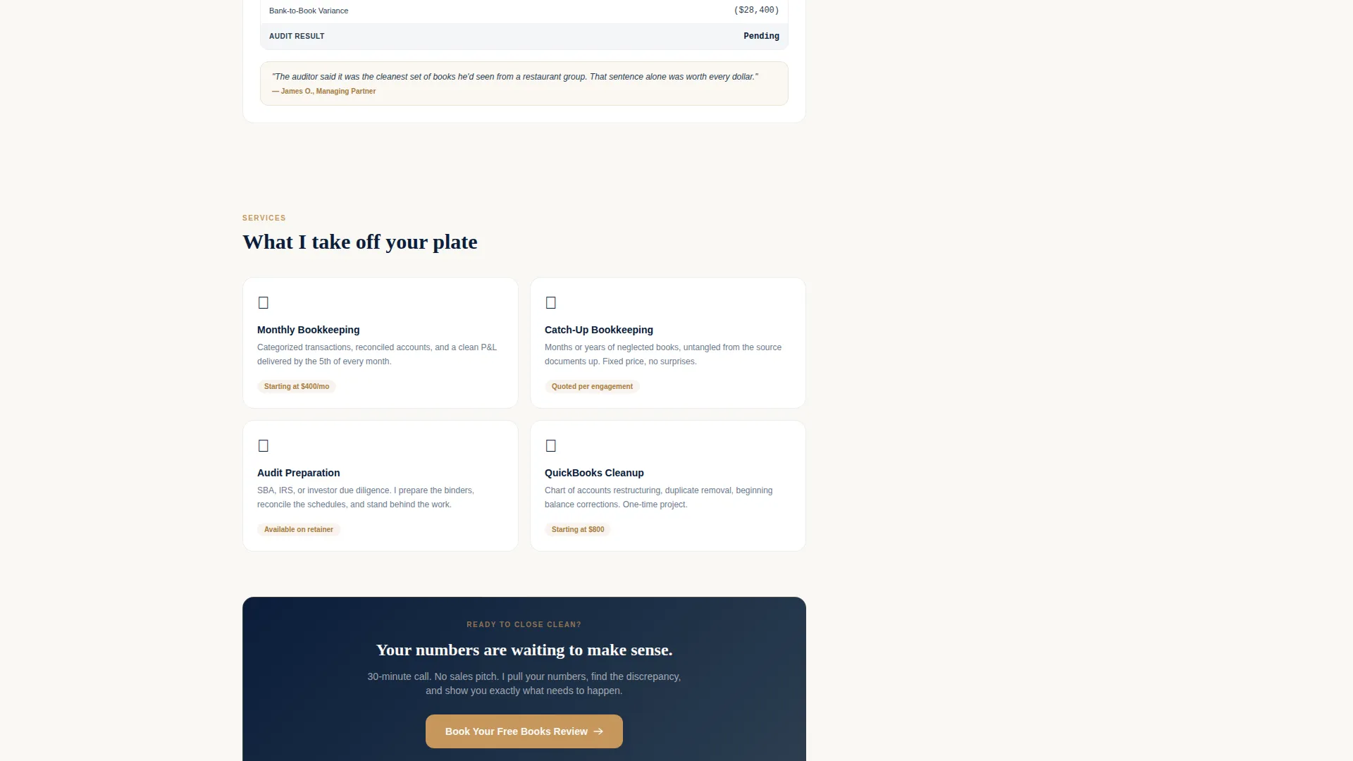 Bookkeeper Booking Landing Page Template