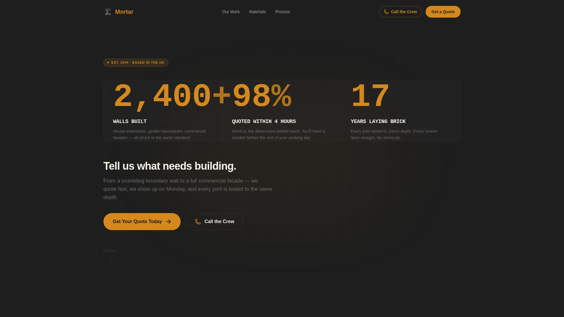 Bricklayer Quote Request Landing Page Template