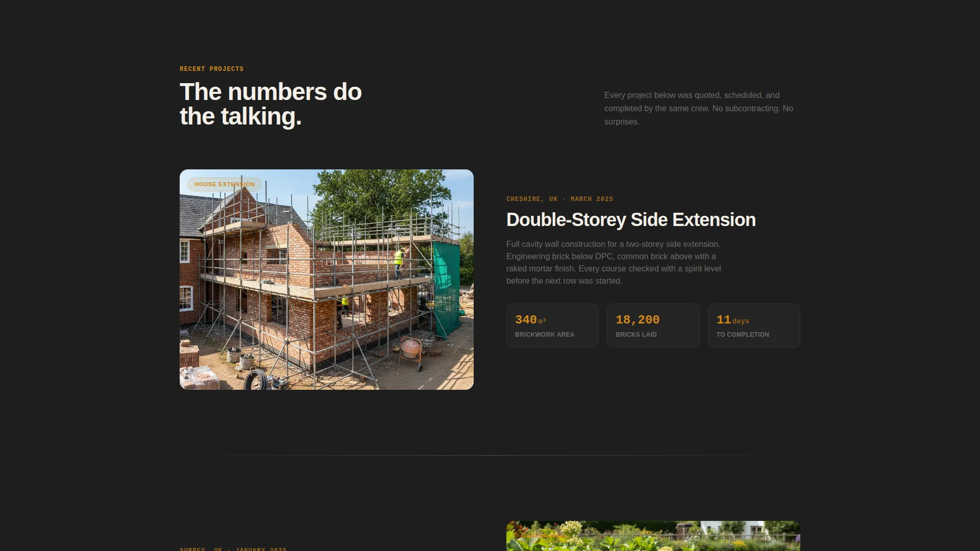 Bricklayer Quote Request Landing Page Template
