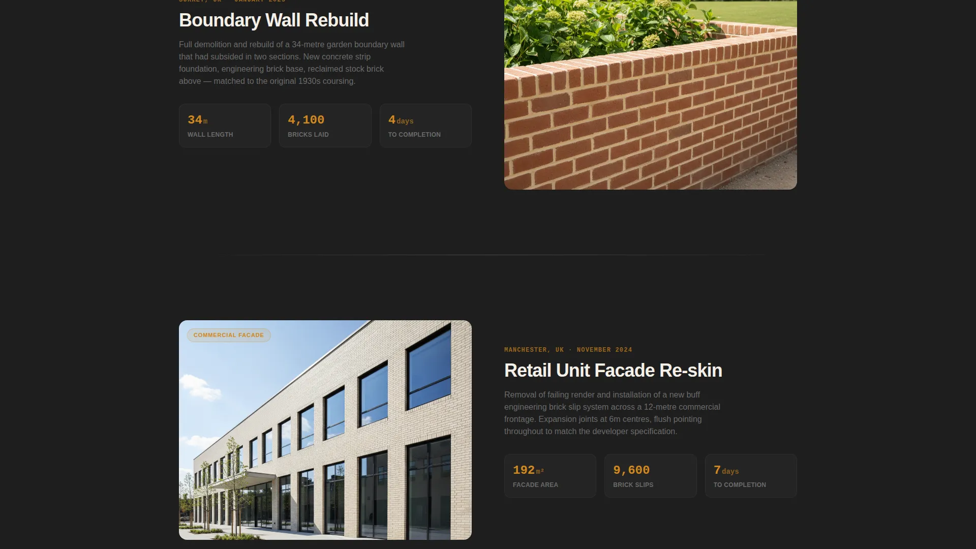 Bricklayer Quote Request Landing Page Template