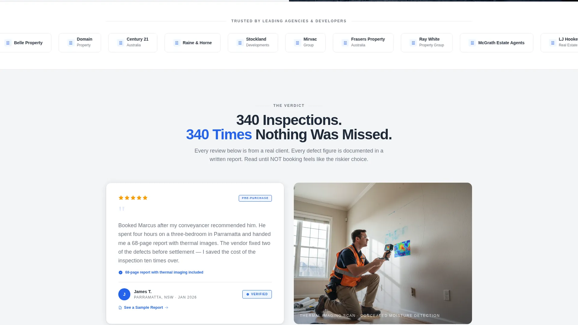 Building Inspector Reviews & Testimonials Landing Page