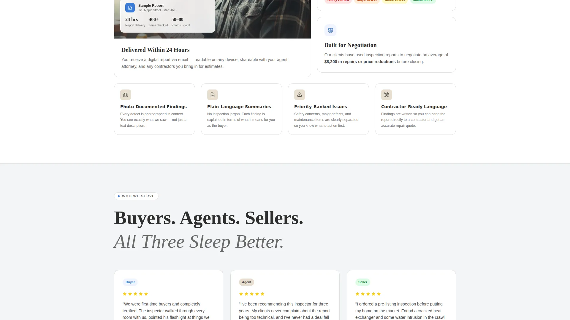 Building Inspector Booking Website Template