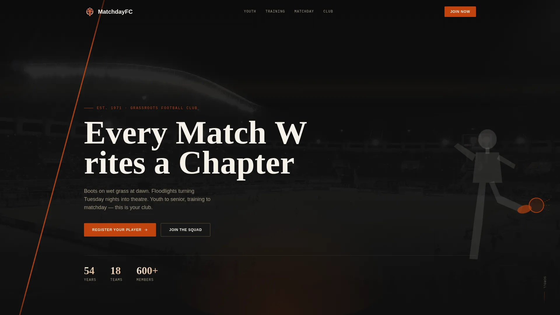 Soccer Club Landing Page Template | Dynamic Motion