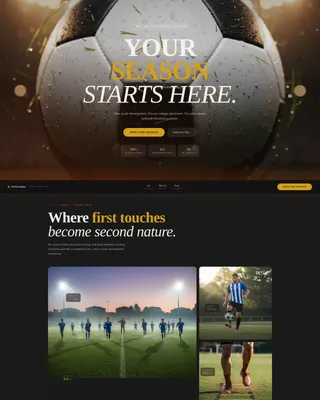 Cinematic Soccer College Landing Page Template