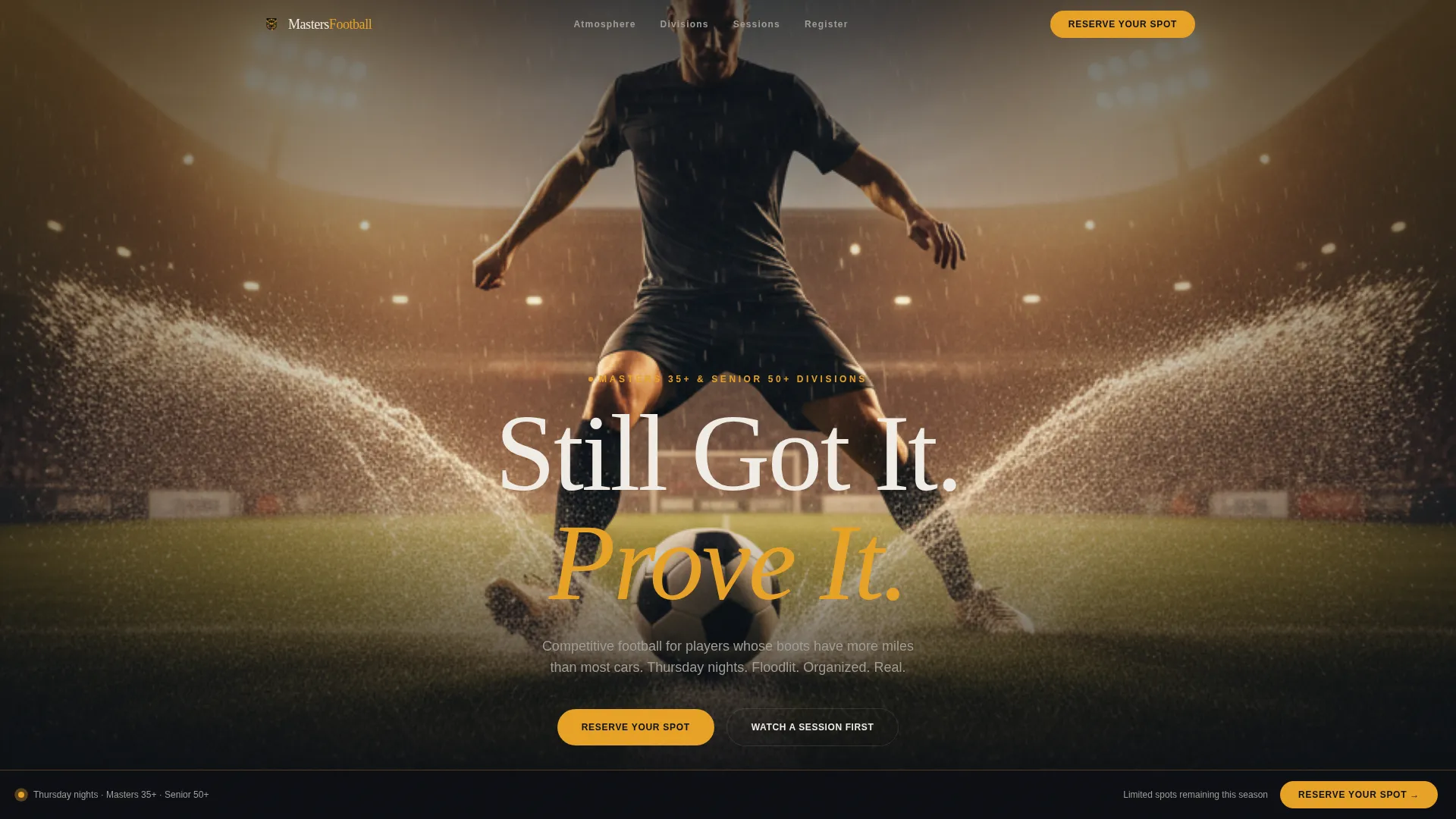 Masters & Senior League Landing Page Template