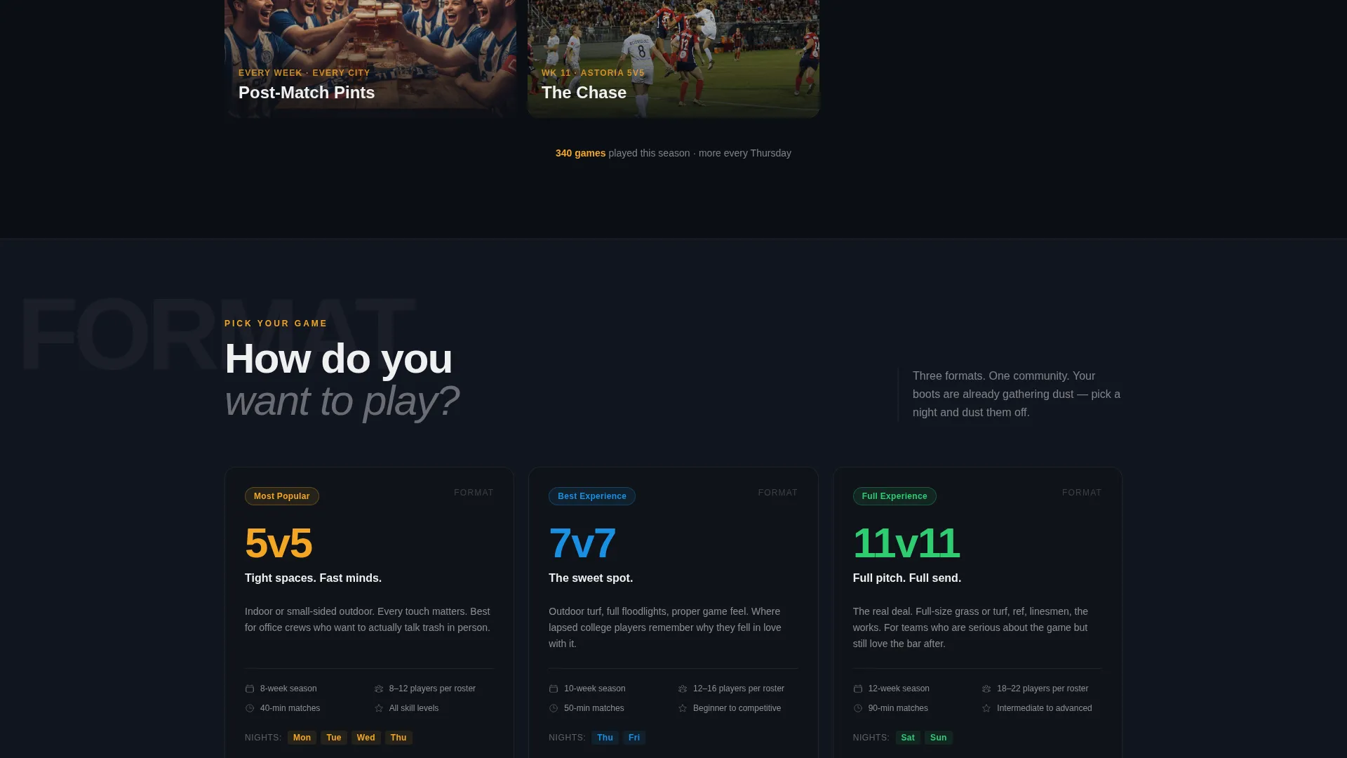 Cinematic Soccer League Landing Page Template
