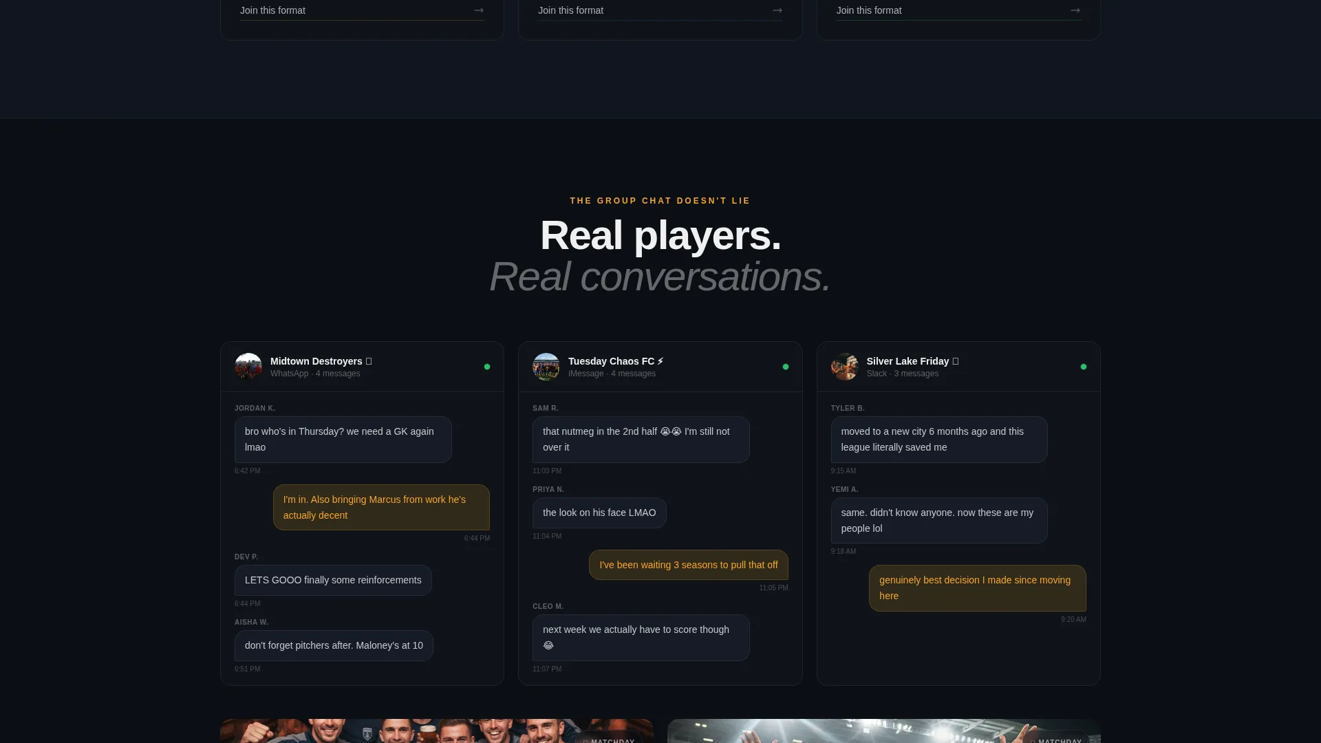 Cinematic Soccer League Landing Page Template