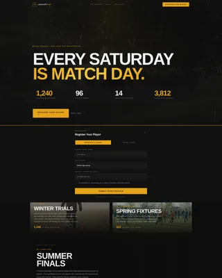 Cinematic Youth Soccer League Landing Page