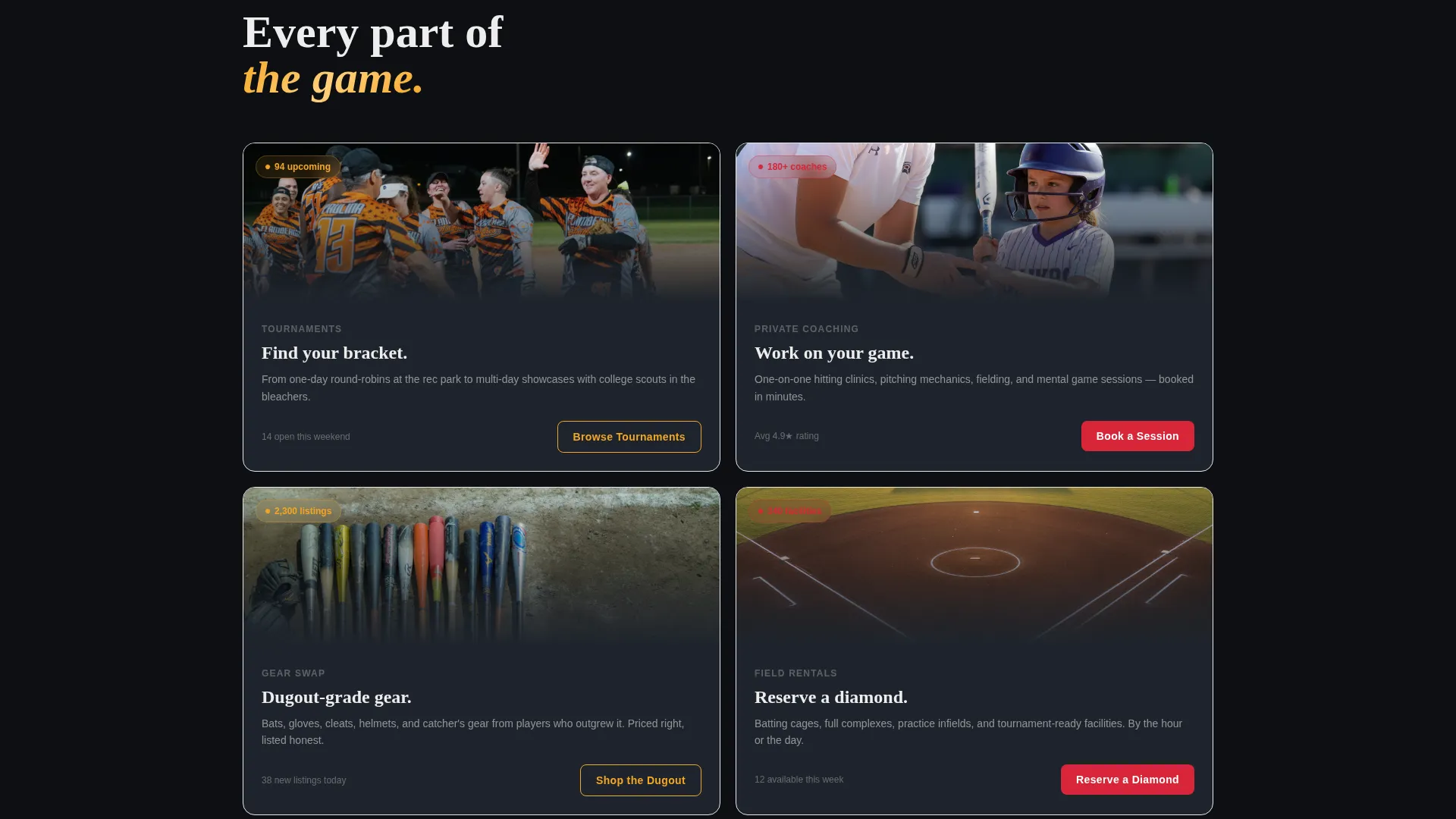 Softball Landing Page Template for Leagues & Clubs