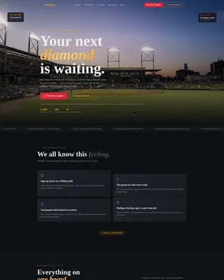 Softball Landing Page Template for Leagues & Clubs
