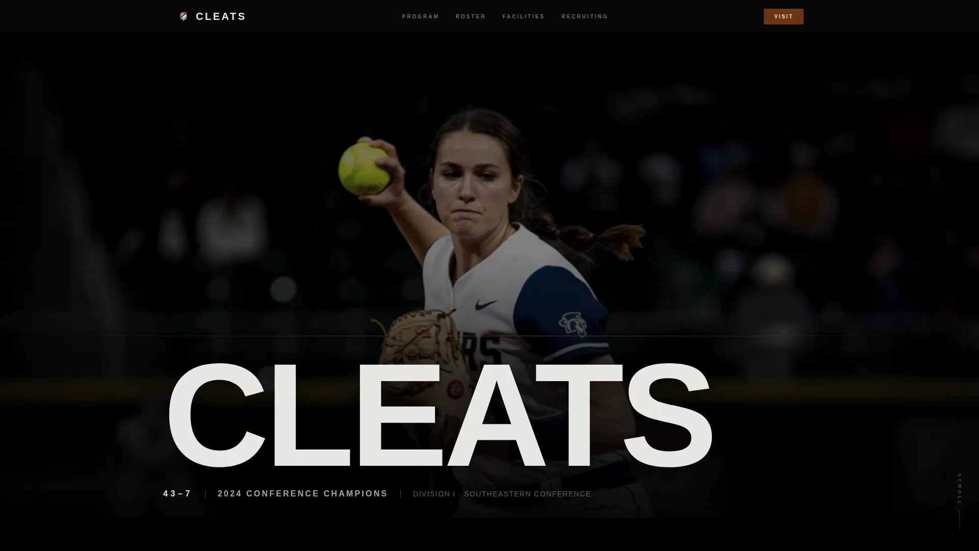 Cinematic Softball Recruiting Landing Page Template