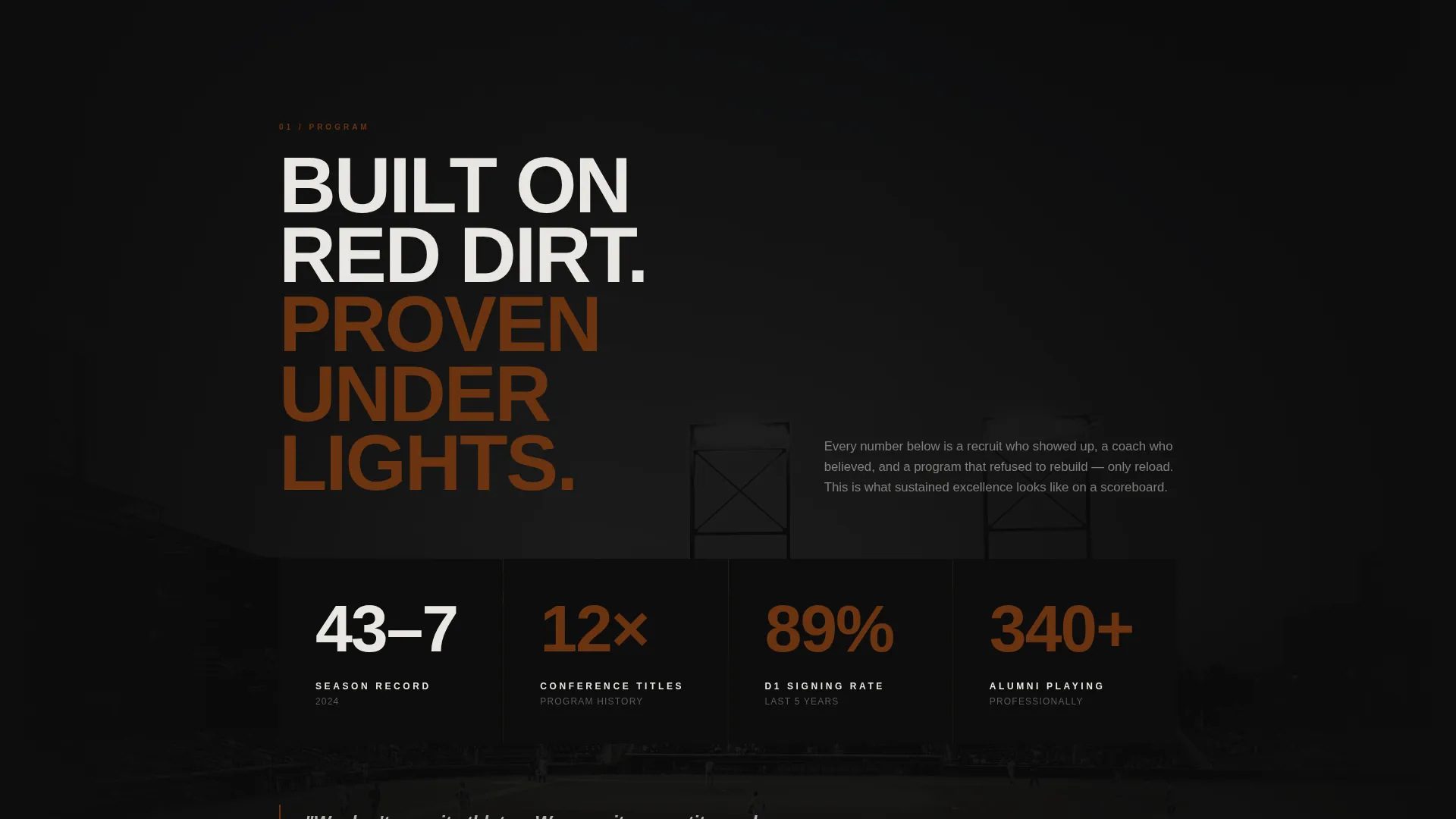 Cinematic Softball Recruiting Landing Page Template