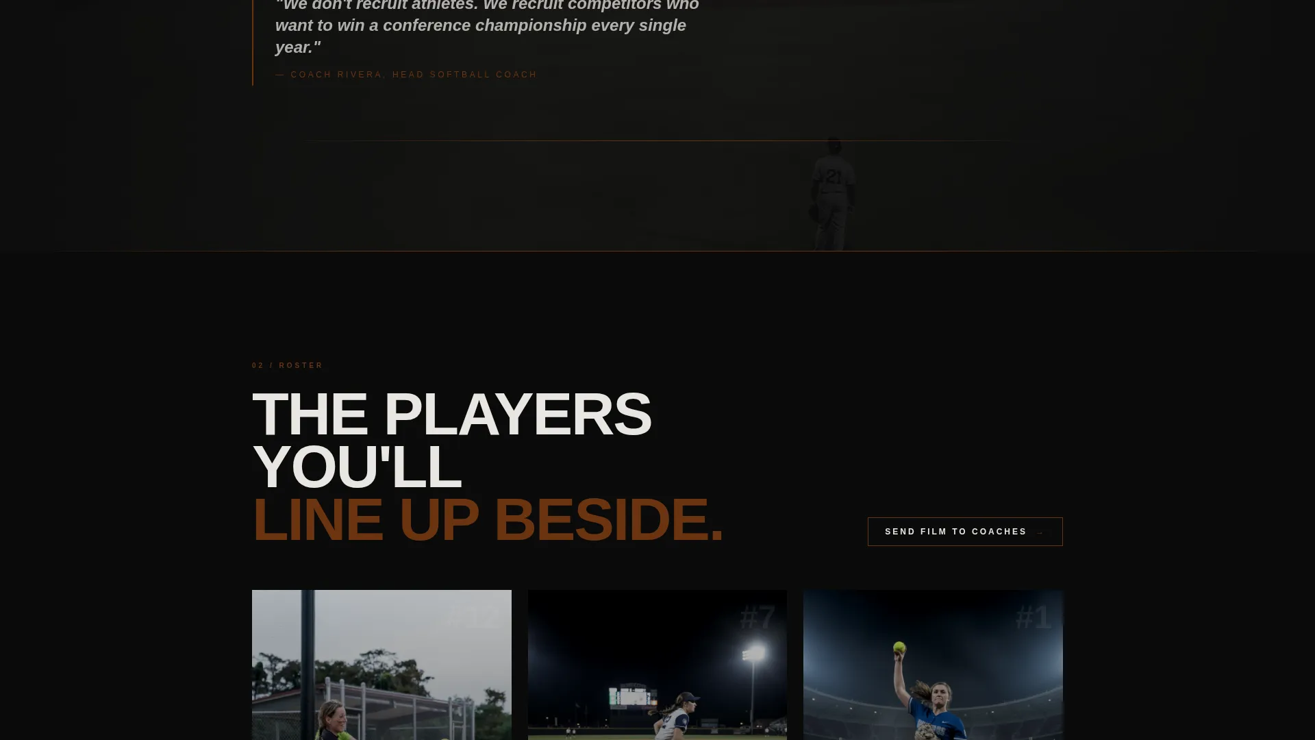 Cinematic Softball Recruiting Landing Page Template