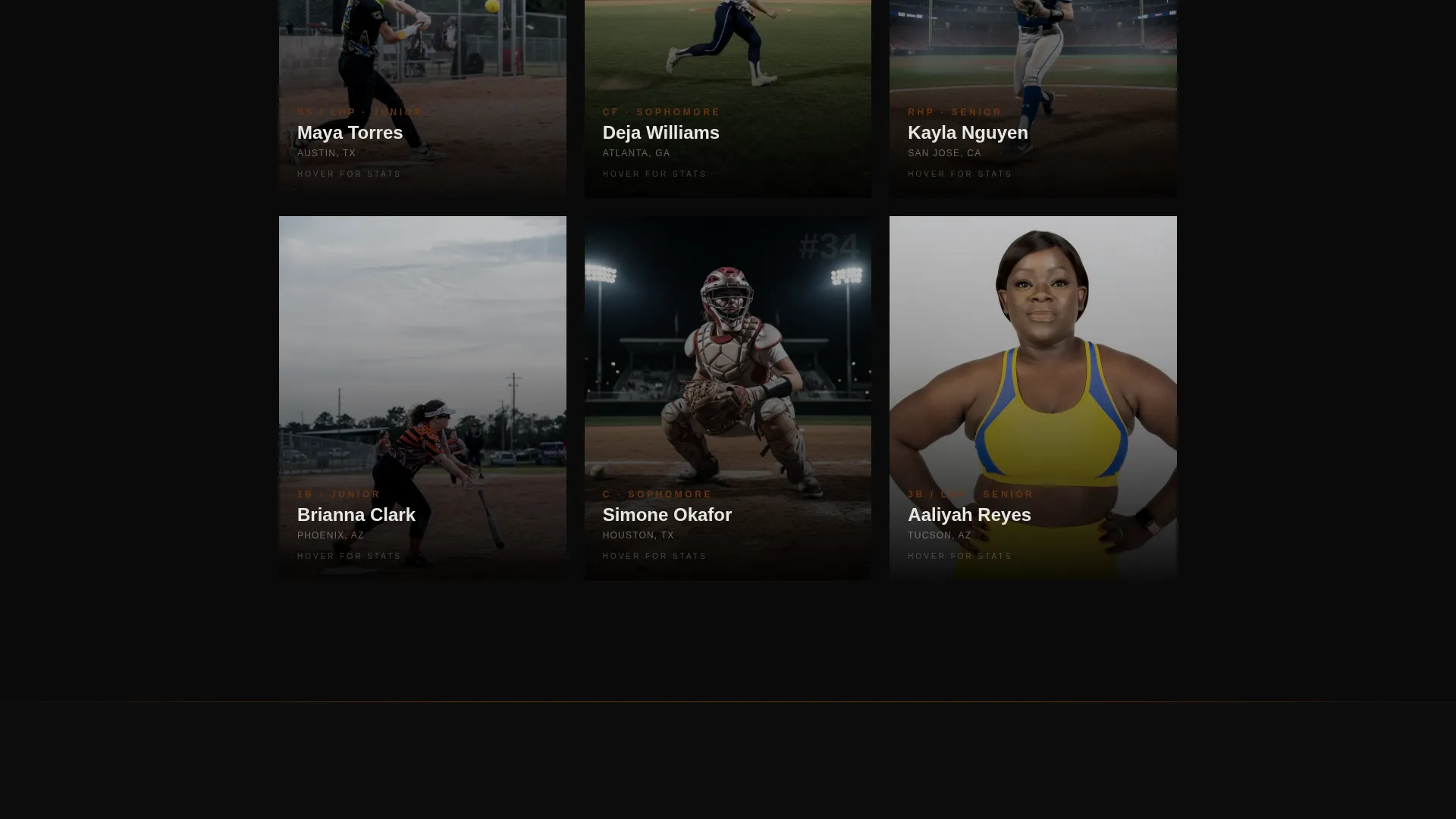 Cinematic Softball Recruiting Landing Page Template
