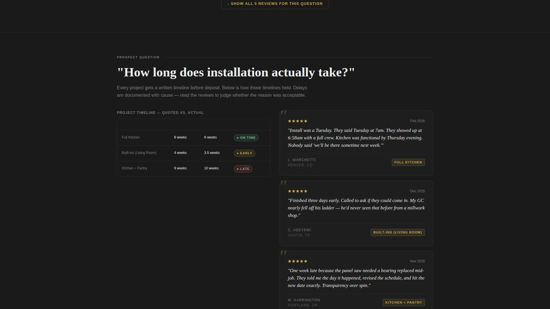 Cabinetmaker Customer Review Landing Page Template