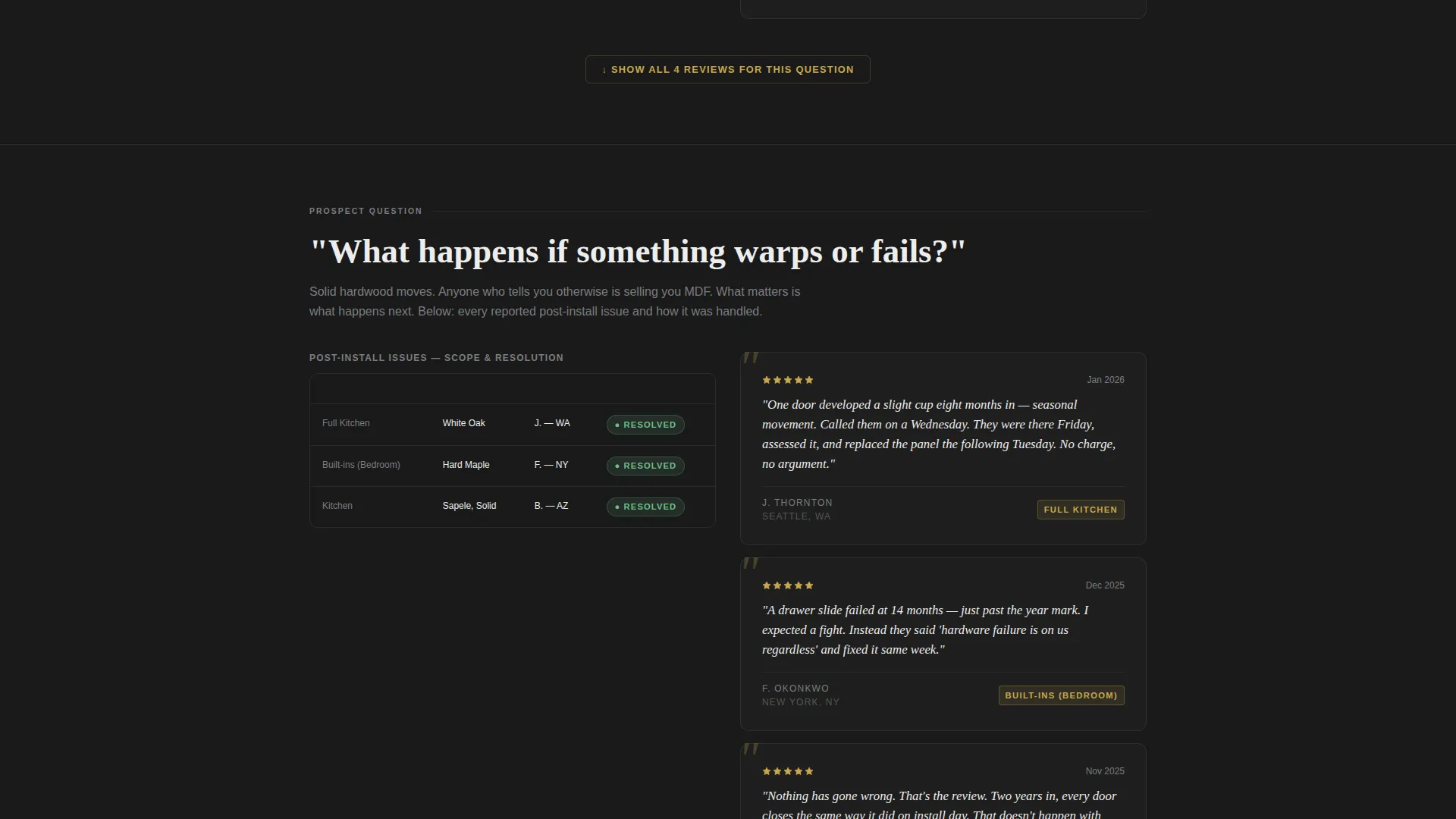 Cabinetmaker Customer Review Landing Page Template