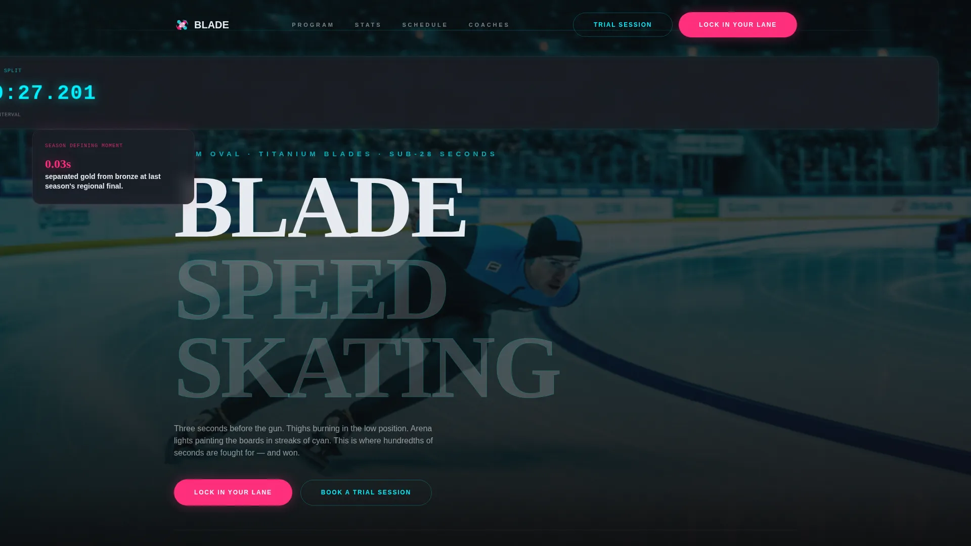 Speed Skating Club Bento Grid Landing Page Template