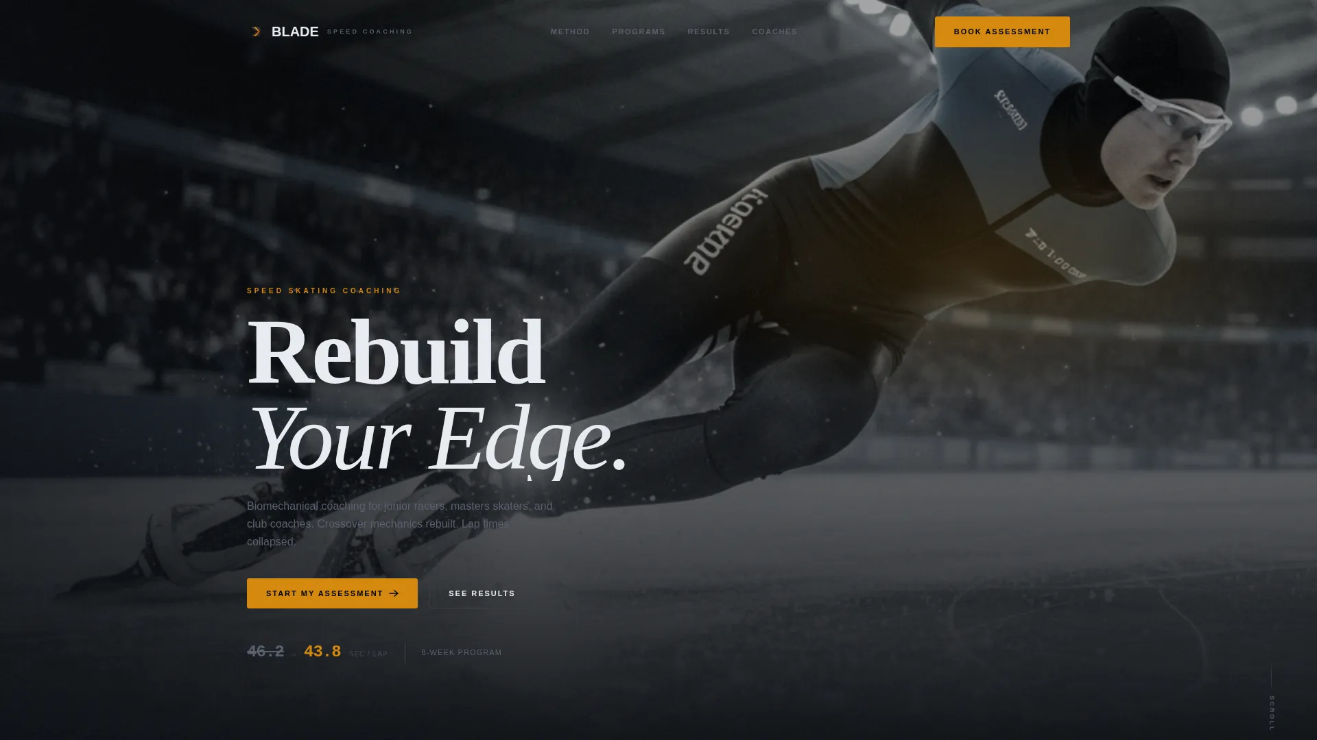 Speed Skating Coaching Bento Grid Landing Page