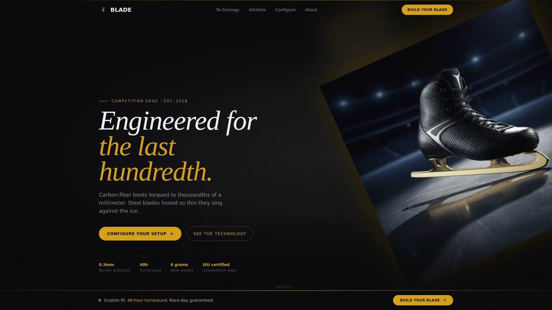 Cinematic Speed Skating Equipment Landing Page Template