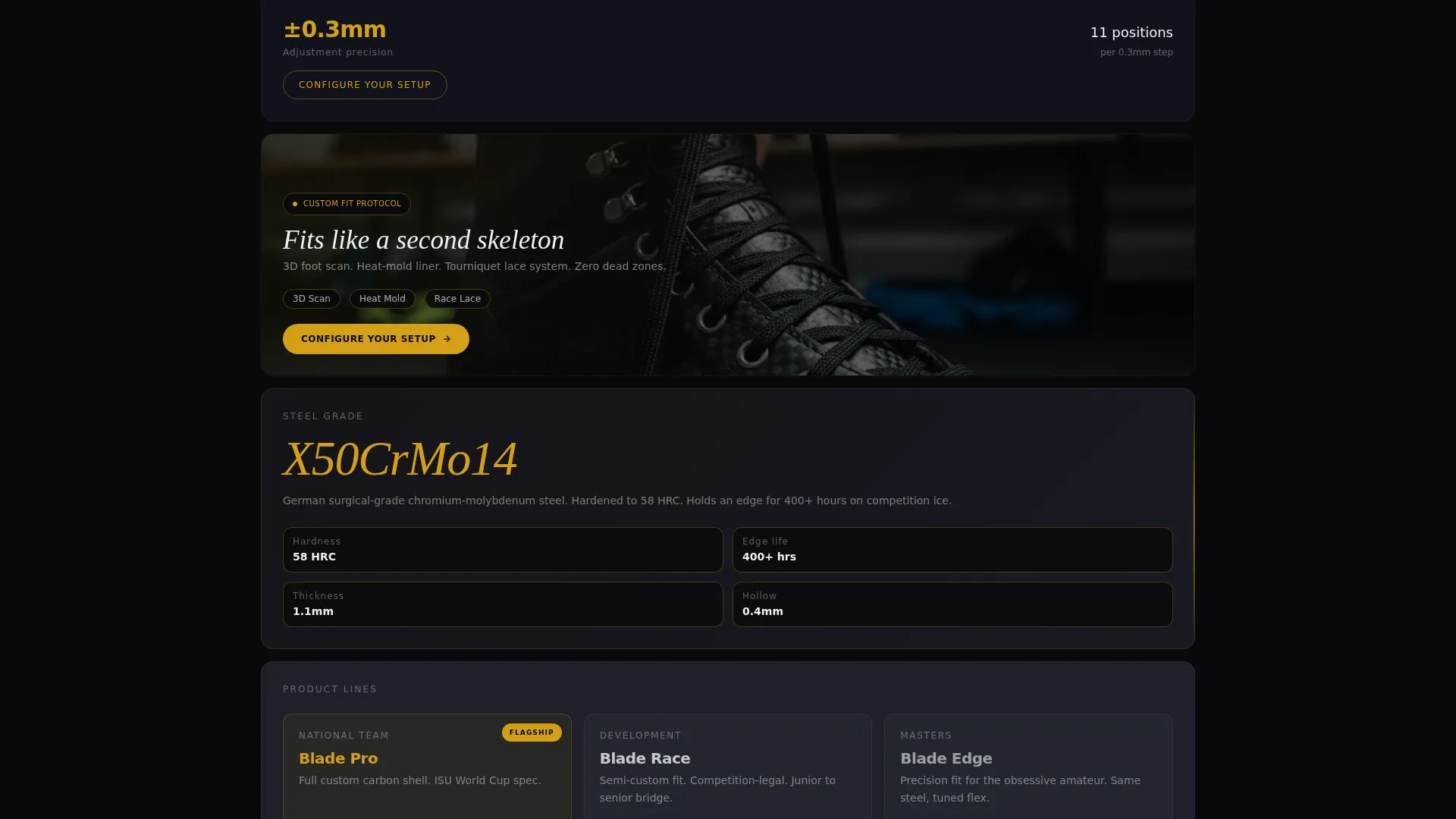 Cinematic Speed Skating Equipment Landing Page Template