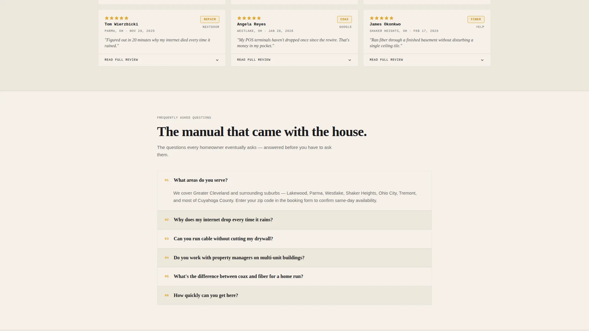 Cable Installer Business Booking Website Template