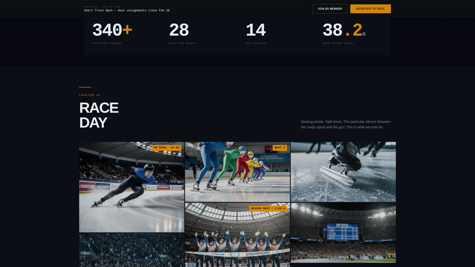 Speed Skating League Landing Page Template