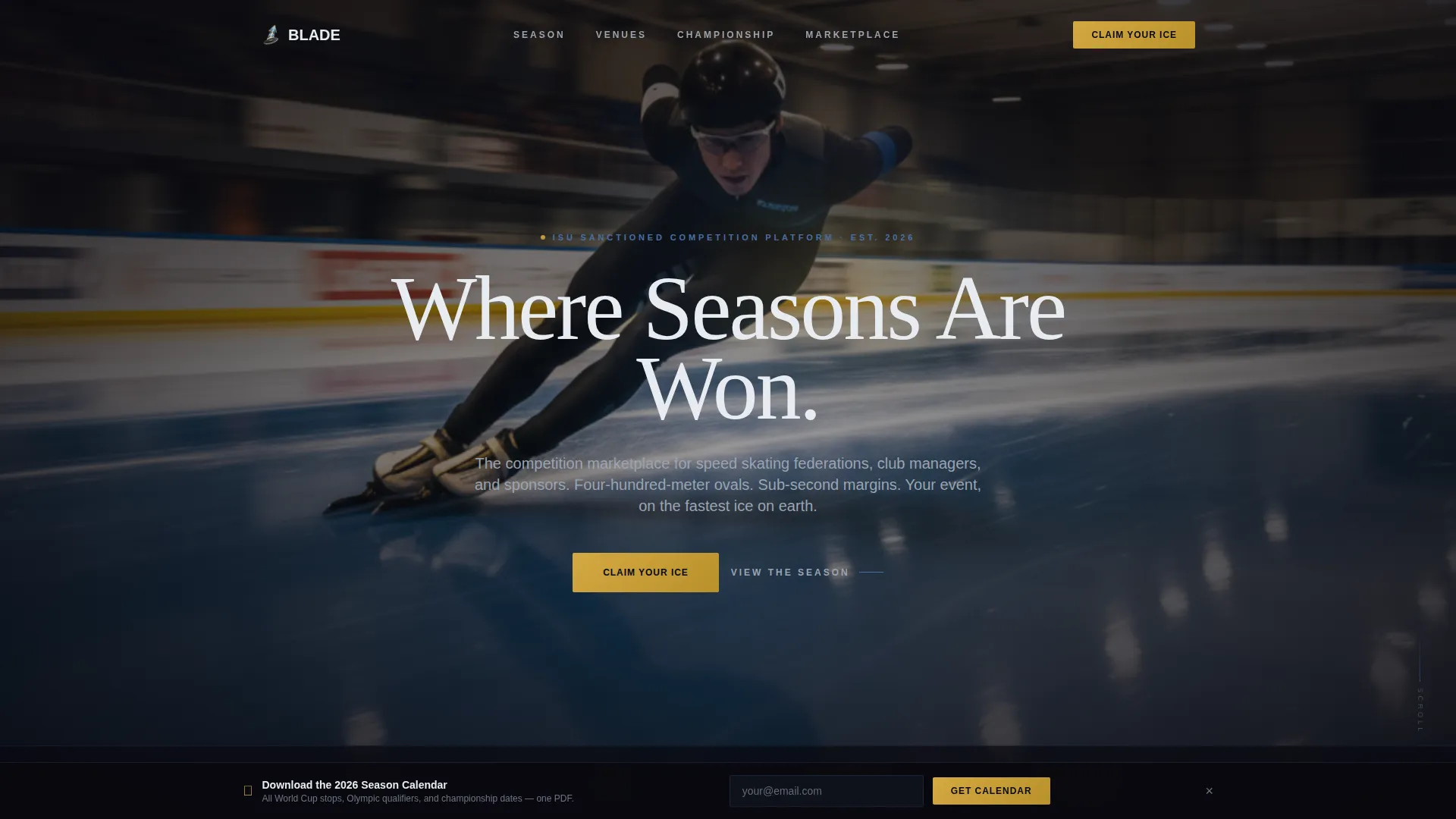 Cinematic Ice Sports Landing Page Template