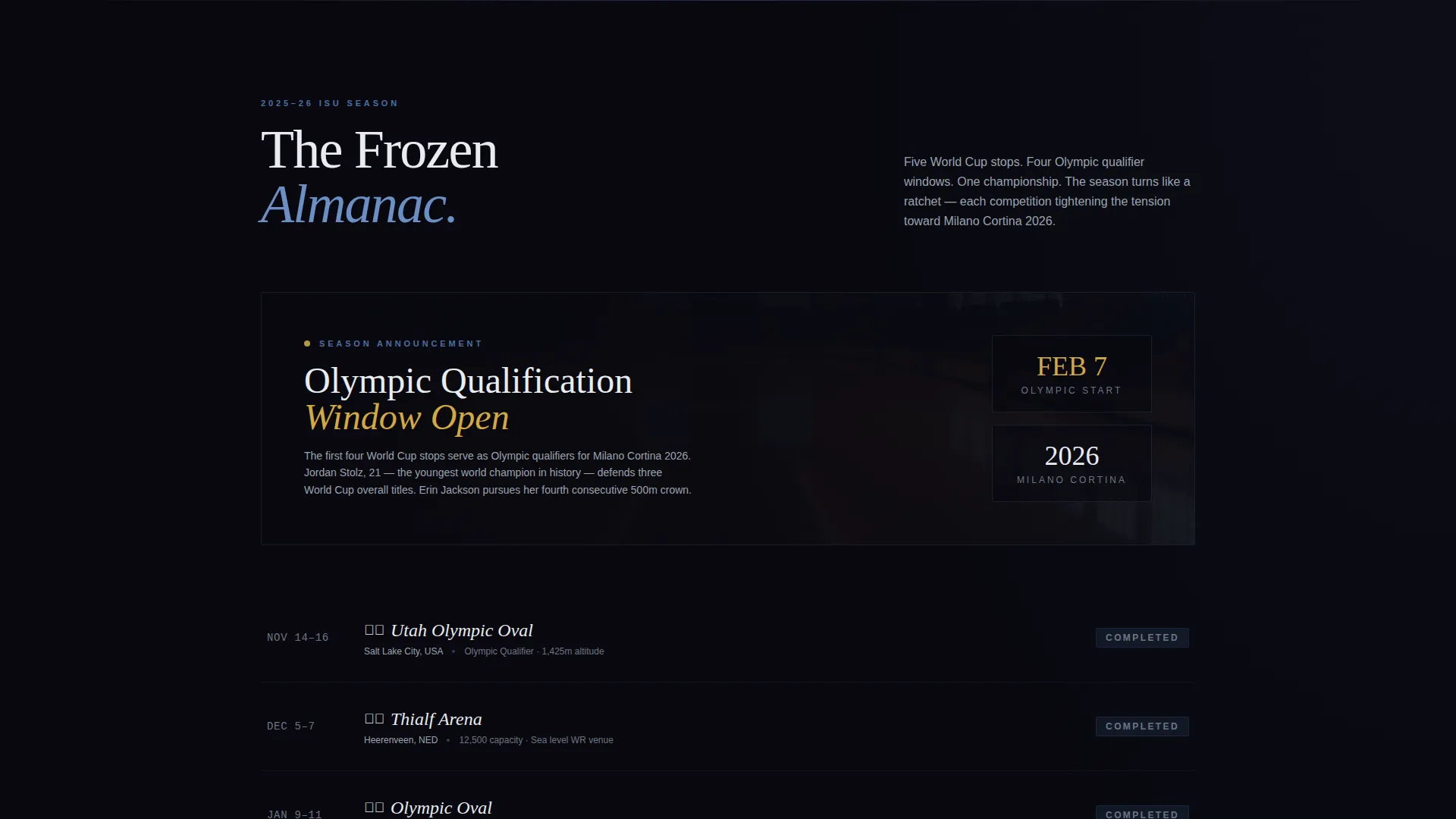 Cinematic Ice Sports Landing Page Template