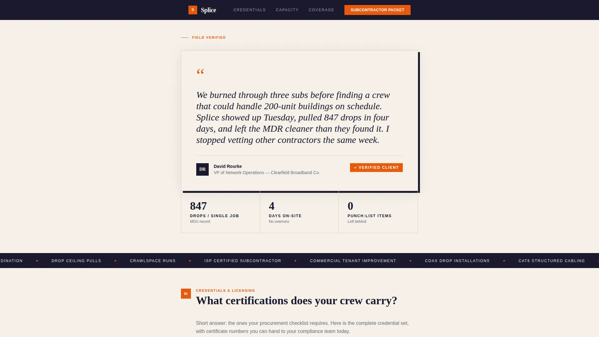 Cable Installer Business FAQ Website Template