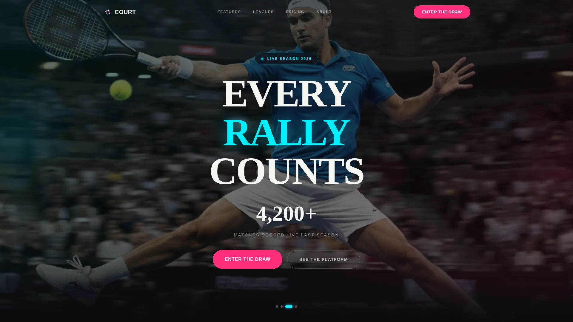 Electric Racquetball & Squash Event Landing Page