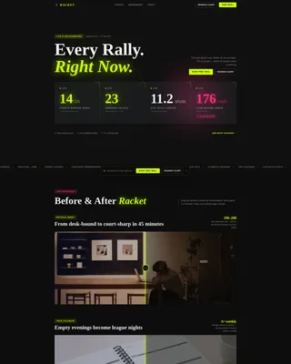 Squash Club Landing Page Template with Neon Design