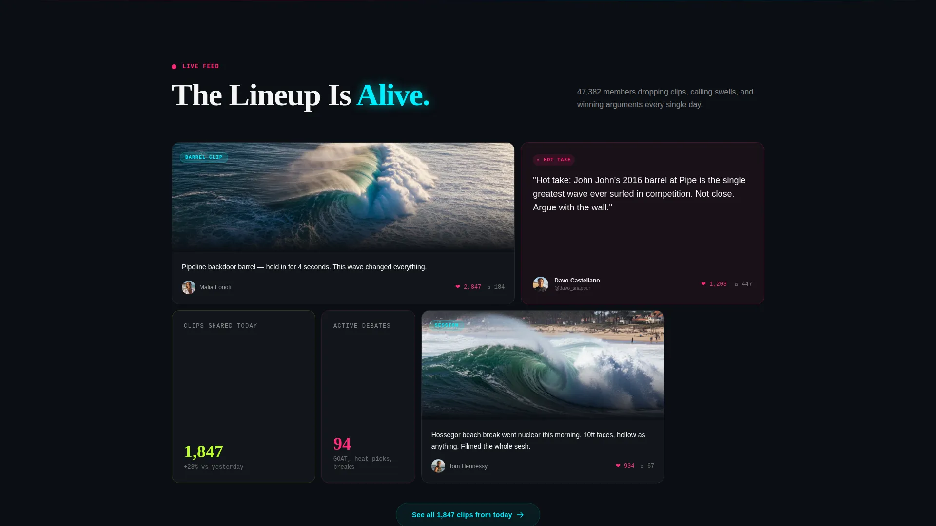 Surfing Fan Community Landing Page Template