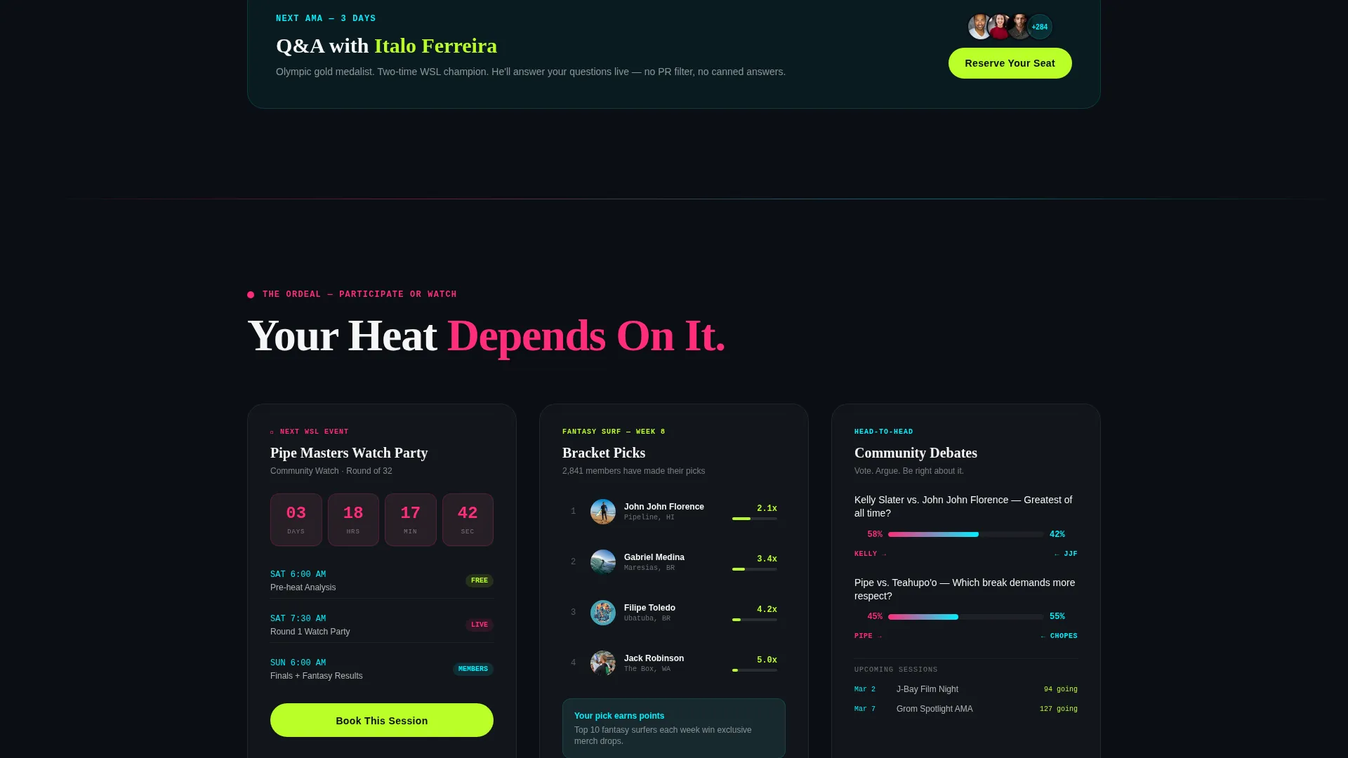 Surfing Fan Community Landing Page Template