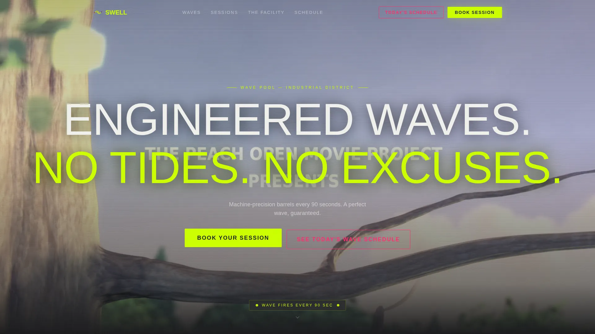 Industrial Wave Pool Surfing Venue Landing Page