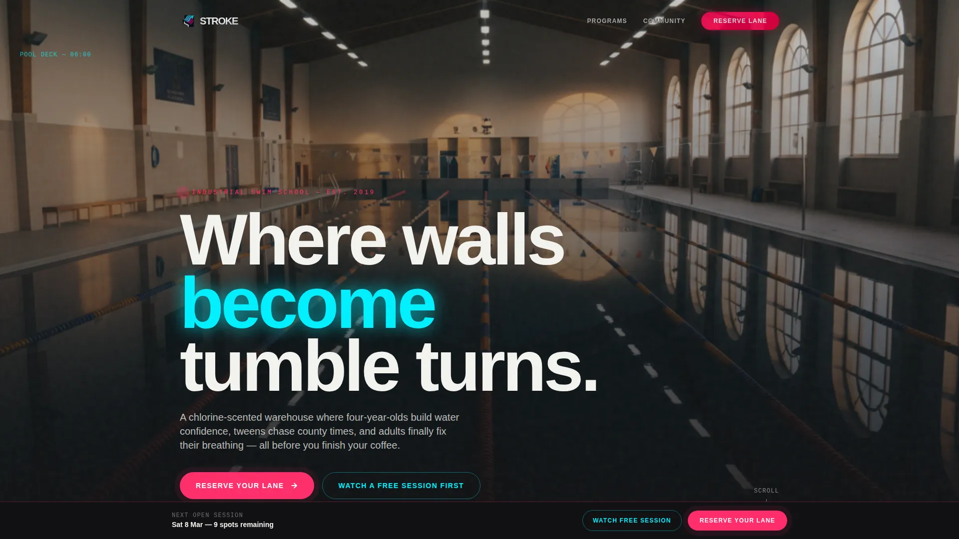 Swim School Landing Page Template for Lesson Bookings