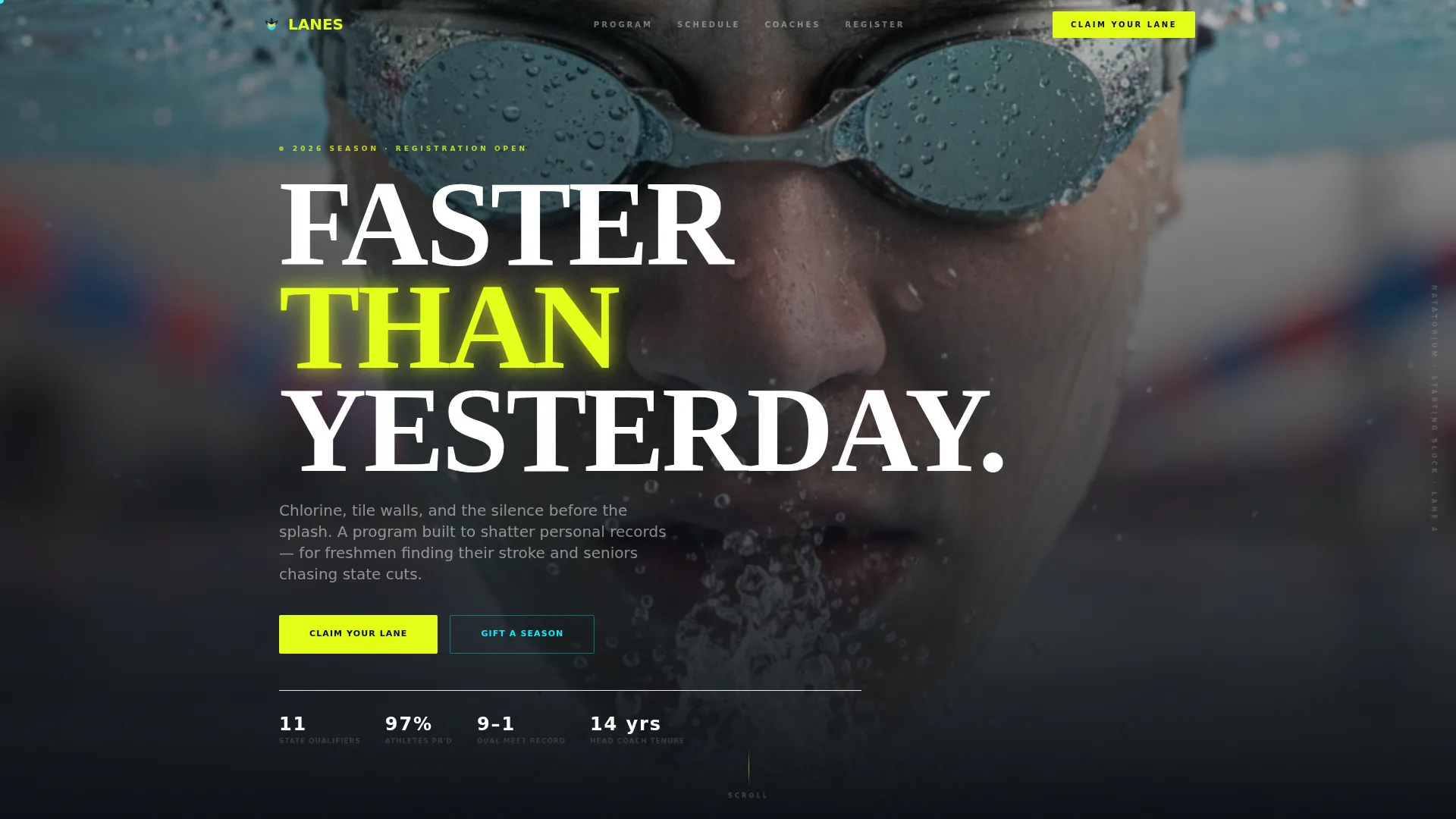 High School Swimming & Diving Landing Page Template