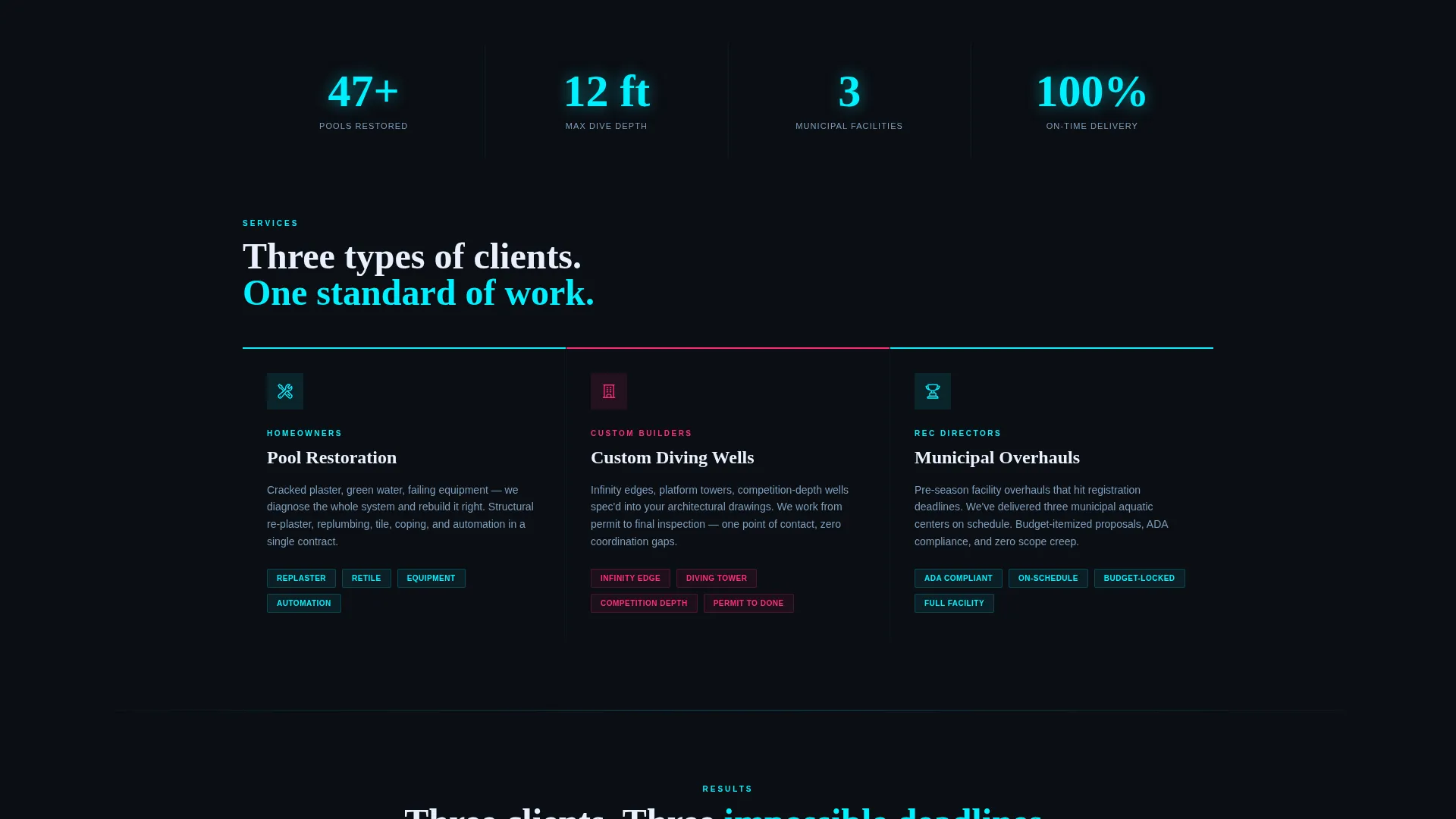 Pool Renovation & Diving Well Landing Page Template
