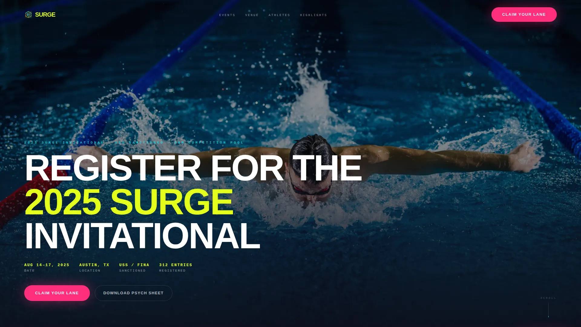 Dynamic Swimming Event Landing Page Template