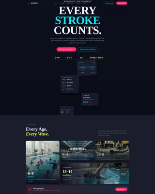 Youth Swimming & Diving League Landing Page Template