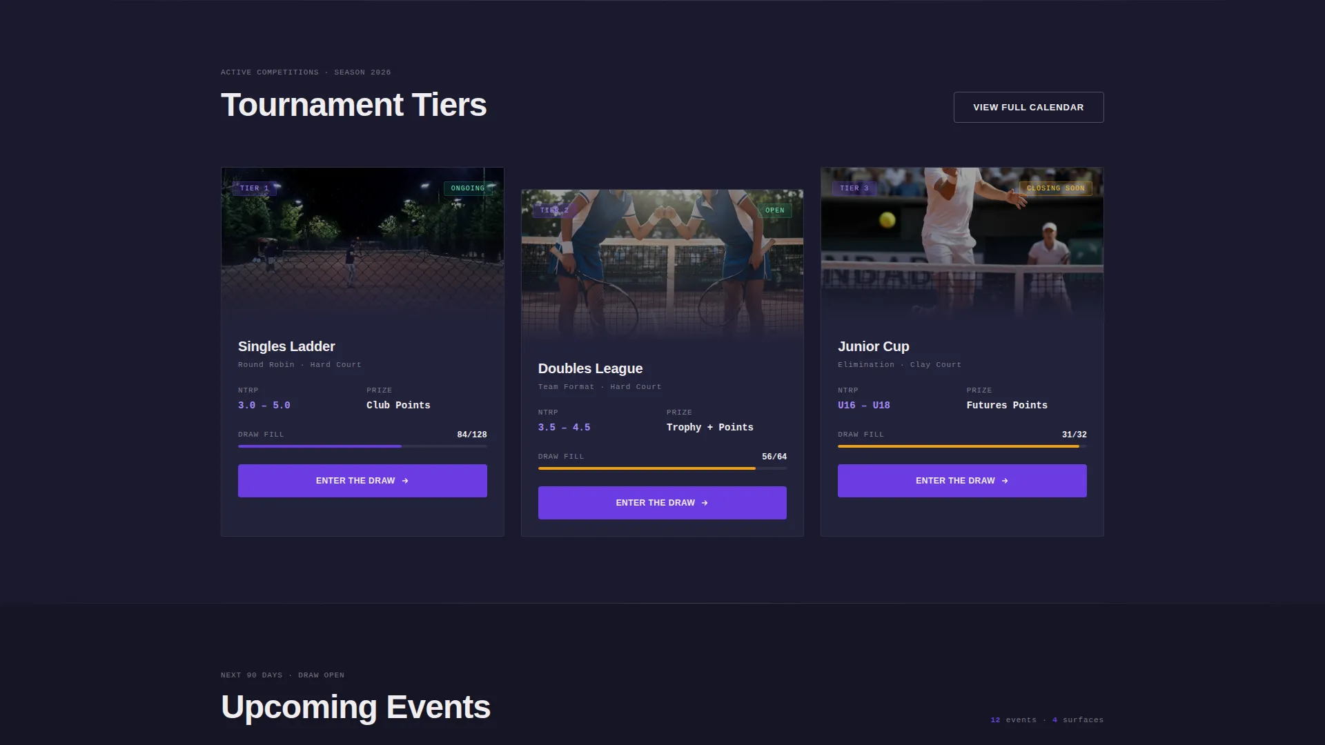 Electric Tennis Club Landing Page Template